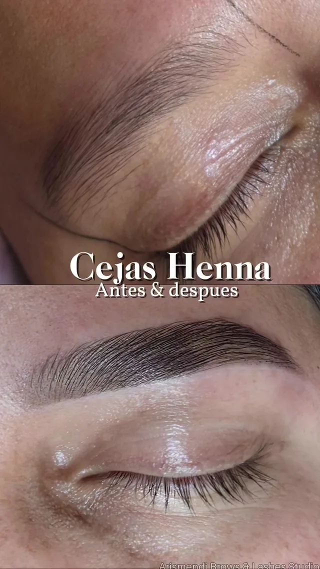 Antes y después de cejas con henna